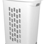 Sterilite Ultra Wheeled Laundry Hamper with Lid, Handle and Wheels for Easy Rolling of Clothes to and from The Laundry Room, Plastic, White, 1-Pack