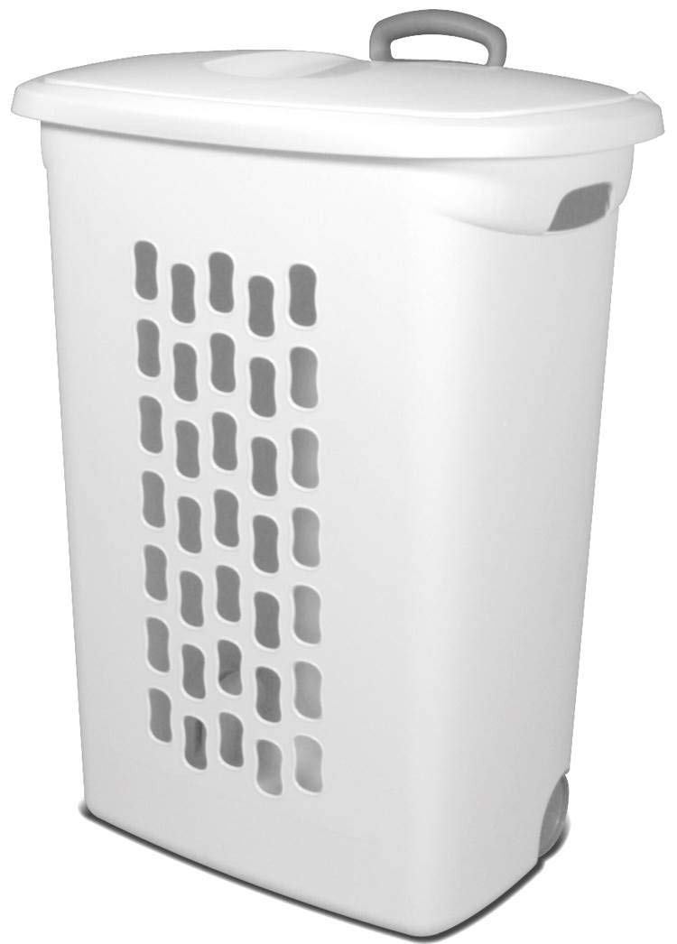 51SI6gfK4vL Sterilite Ultra Wheeled Laundry Hamper with Lid, Handle and Wheels for Easy Rolling of Clothes to and from The Laundry Room, Plastic, White, 1-Pack - Image 1