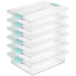 Sterilite 6-Pack Clip Box, Stackable Clear Plastic Bins with Latching Lids, Large - Writing, Arts or Crafts Supplies Storage Containers for Home, Office, Classroom and Workshop Organization