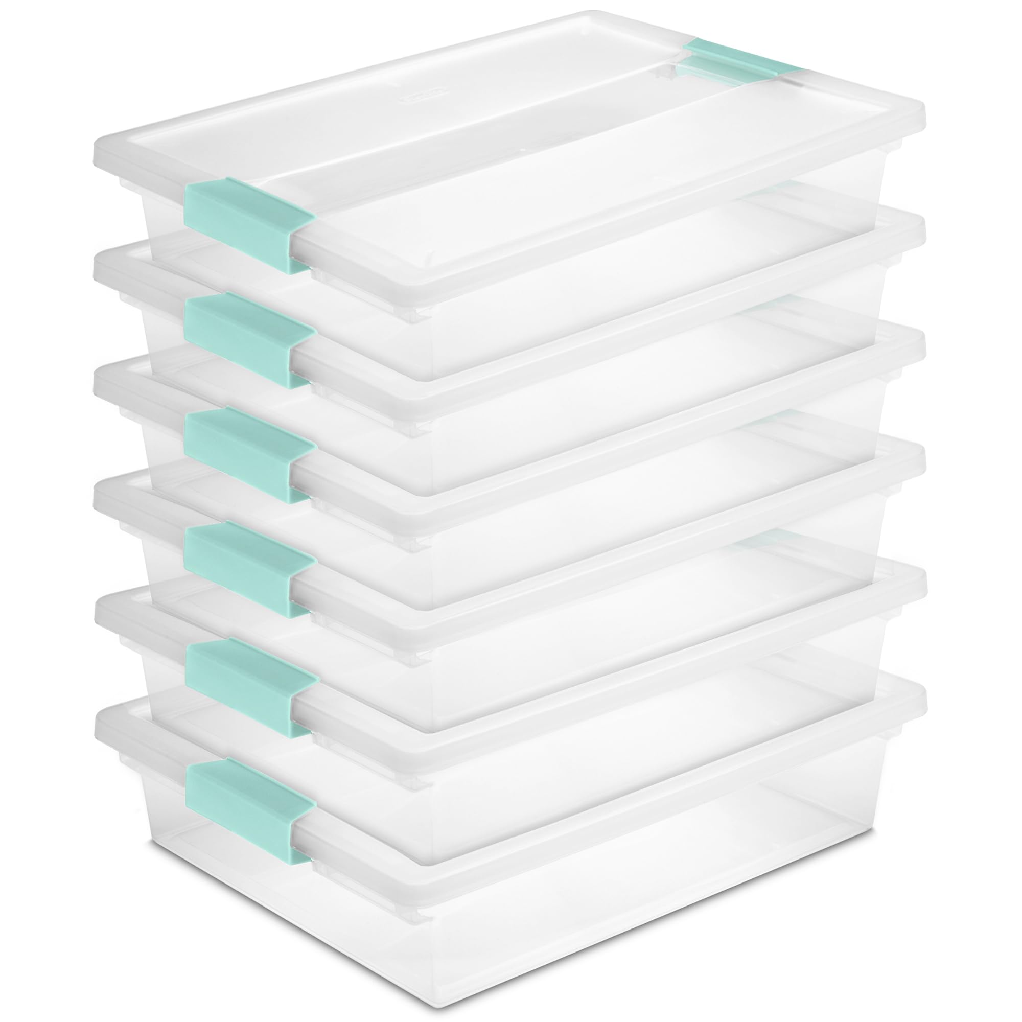 61De9hwq-PL Sterilite 6-Pack Clip Box, Stackable Clear Plastic Bins with Latching Lids, Large - Writing, Arts or Crafts Supplies Storage Containers for Home, Office, Classroom and Workshop Organization - Image 1
