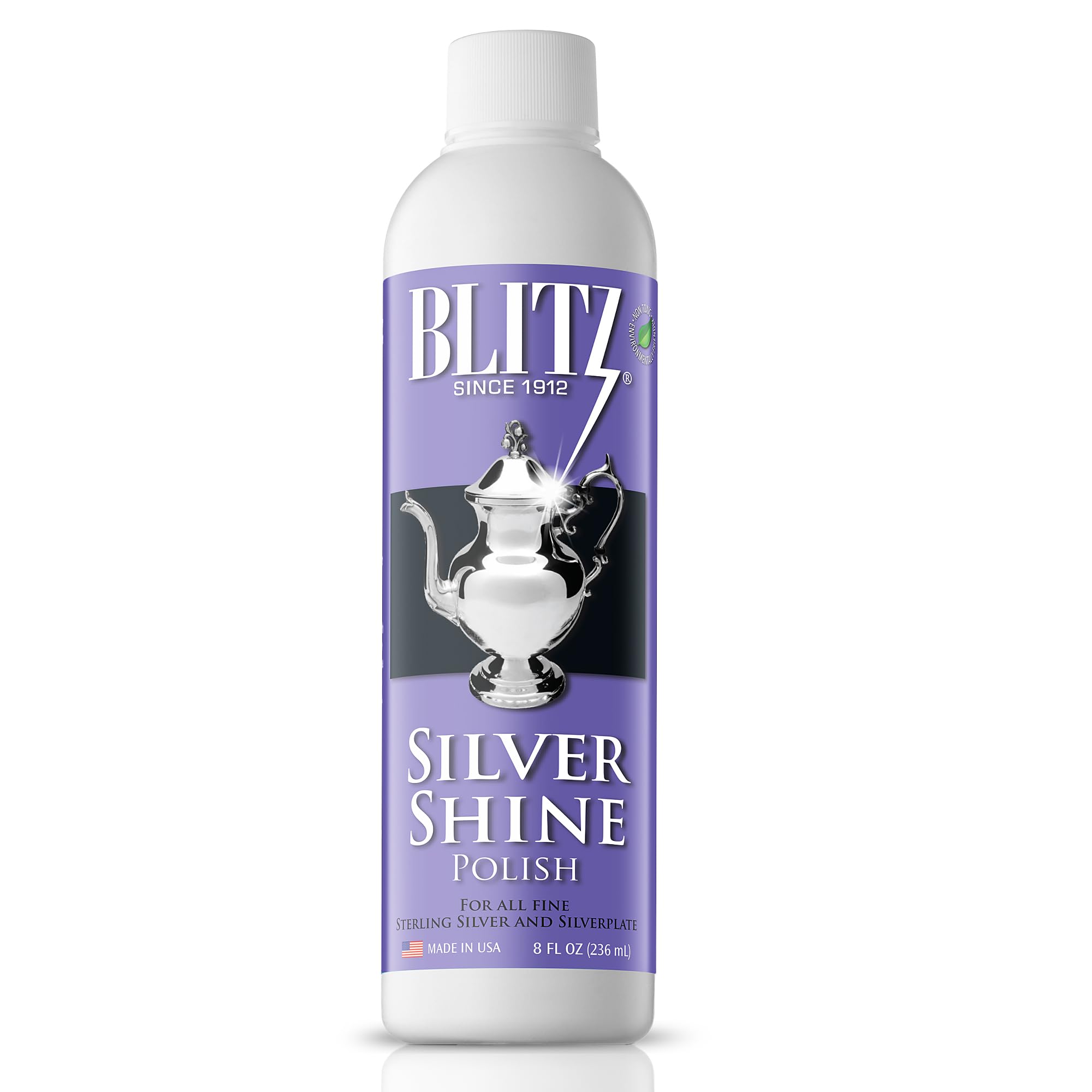 61H9ze6OxML Blitz Silver Shine Polish Liquid Silver Polish for Sterling and Silverplate Jewelry, Dishes, Flatware, Fixtures, & Decor Non-Toxic, Non-Abrasive, & Planet Friendly Made in The USA 8oz - Image 1