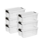 Sterilite 6-Pack Ultra Latching Box, Storage Bins with Lids, Clear Plastic, 18 Quart - Heavy-Duty Organizing Containers for Closet, Bathroom, and Office