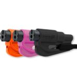 resqme The Original Emergency Keychain Car Escape Tool, 2-in-1 Seatbelt Cutter and Window Breaker, Made in USA, Family Pack of 3, Orange, Black, Pink - Compact Emergency Hammer