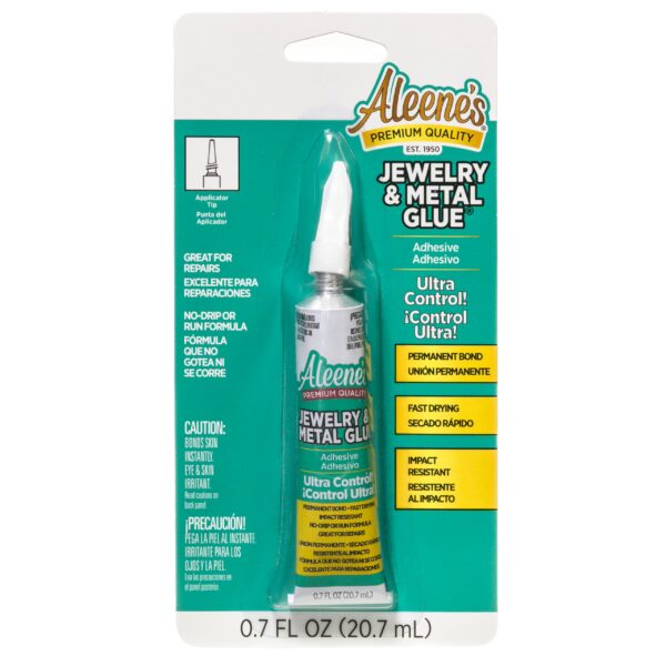 Aleene's 21709 Jewelry & Metal Glue, 0.7 oz - Instant Adhesive, Permanent Bond, Waterproof, Dries Clear, Ideal for Repairs