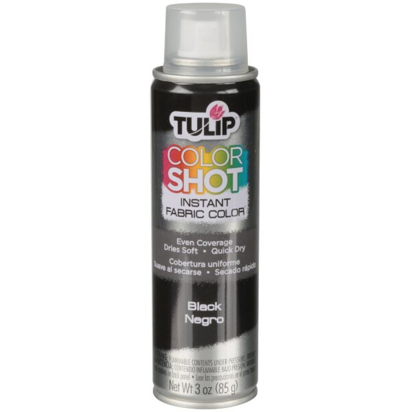Tulip ColorShot Instant Fabric Spray Paint, Permanent Color Spray-On Fabric Paint, 3oz. Black