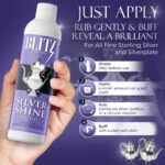 Blitz Silver Shine Polish Liquid Silver Polish for Sterling and Silverplate Jewelry, Dishes, Flatware, Fixtures, & Decor Non-Toxic, Non-Abrasive, & Planet Friendly Made in The USA 8oz - Image 4
